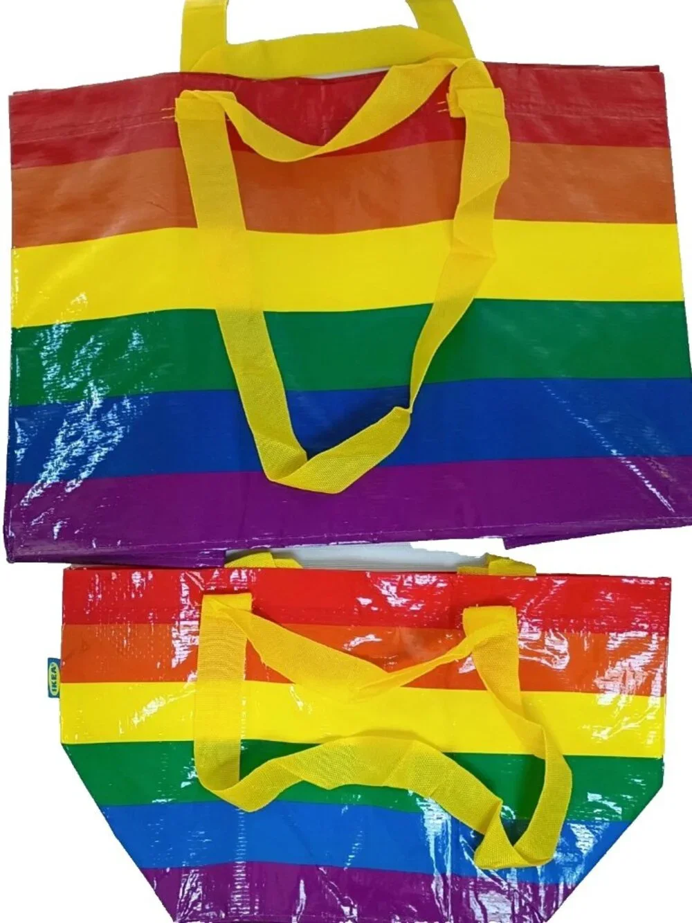Set of 2 IKEA Storstomma Rainbow Pride Shopping Bags 1 Large 19Gal, 1 Small 3Gal
